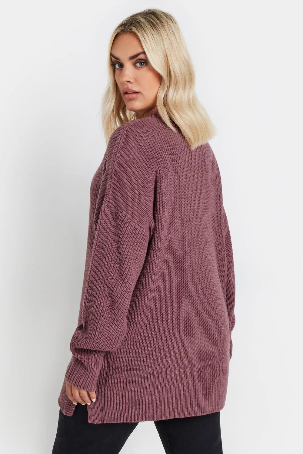 YOURS Curve Grey Drop Shoulder Knitted Jumper
