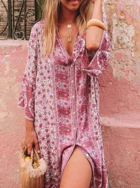 2021 vestido cardigan estampado retrô