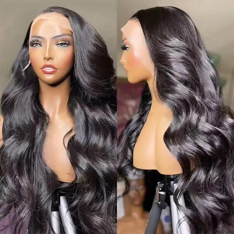Premium Super Double Drawn Human Hair Wigs Raw Hair 13×6 Lace frontal Body Wave Wig 250% Density