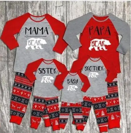 Red & Gray Family Bear Holiday Pajamas
