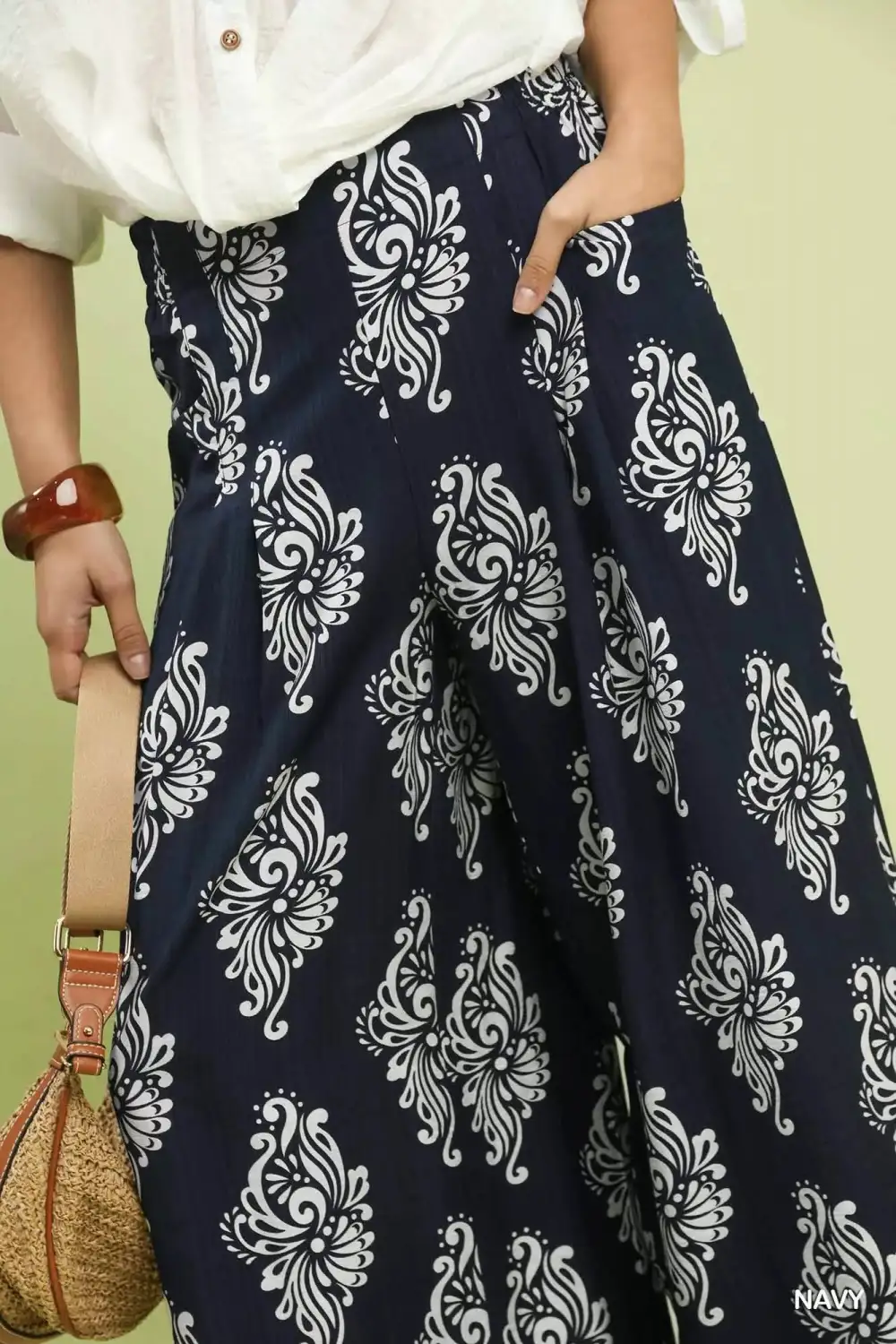 Abstract Print Wide Leg Pants
