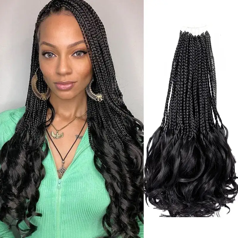 Crochet French Curls Human Hair Crochet Boho Box Braids Human Hair Curls Ends, Reusable Hair