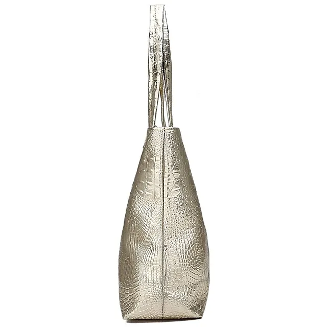 Women's Tote PU Leather Daily Zipper Solid Color Silver Black Gold