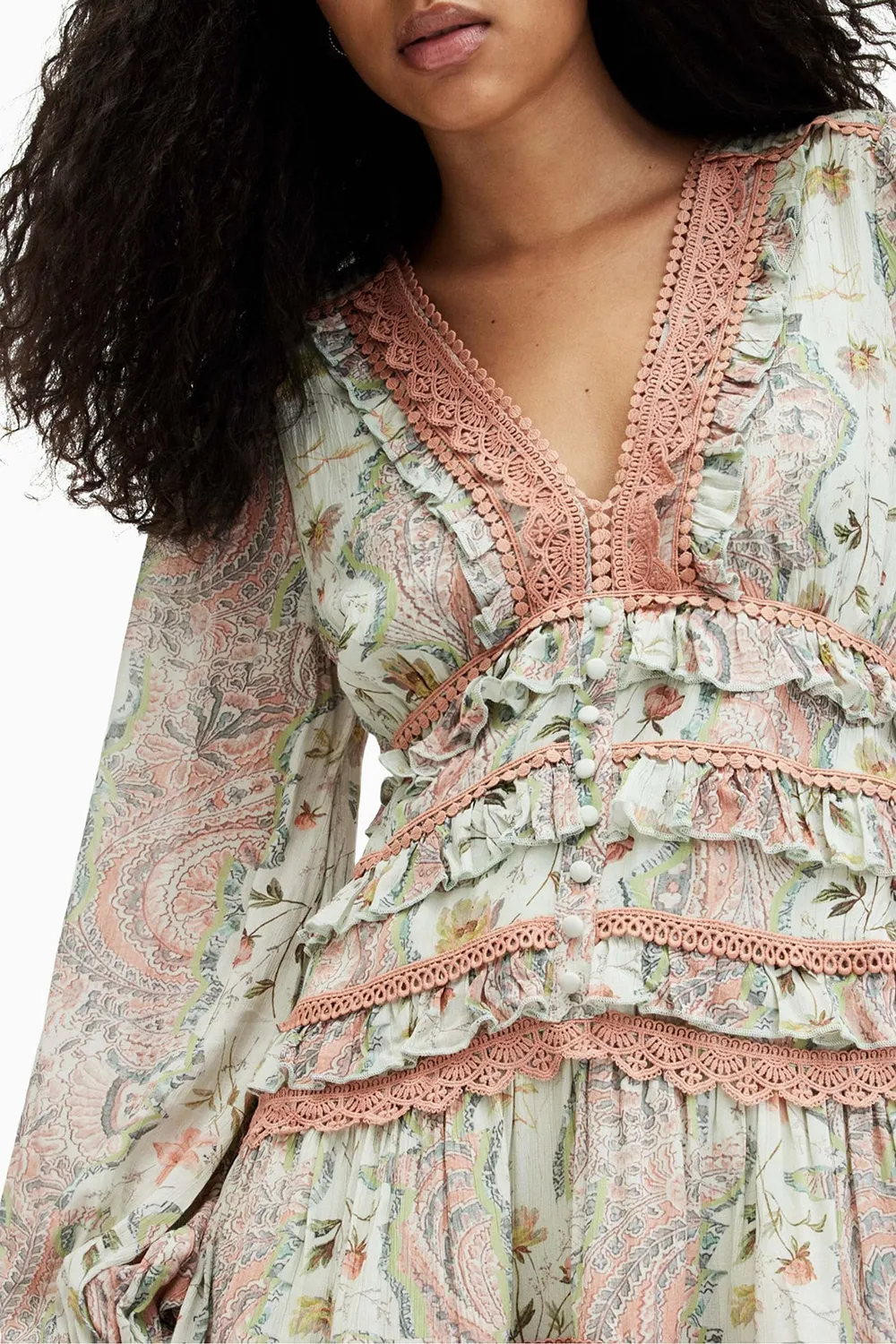 AllSaints Zora tiered dress