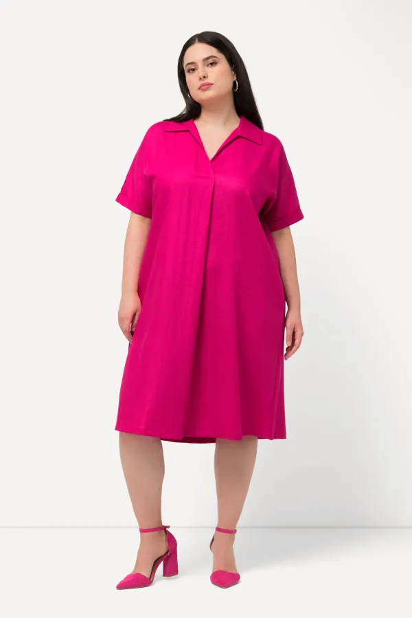 Minikleid Oversized Hemdkragen V-Ausschnitt Halbarm