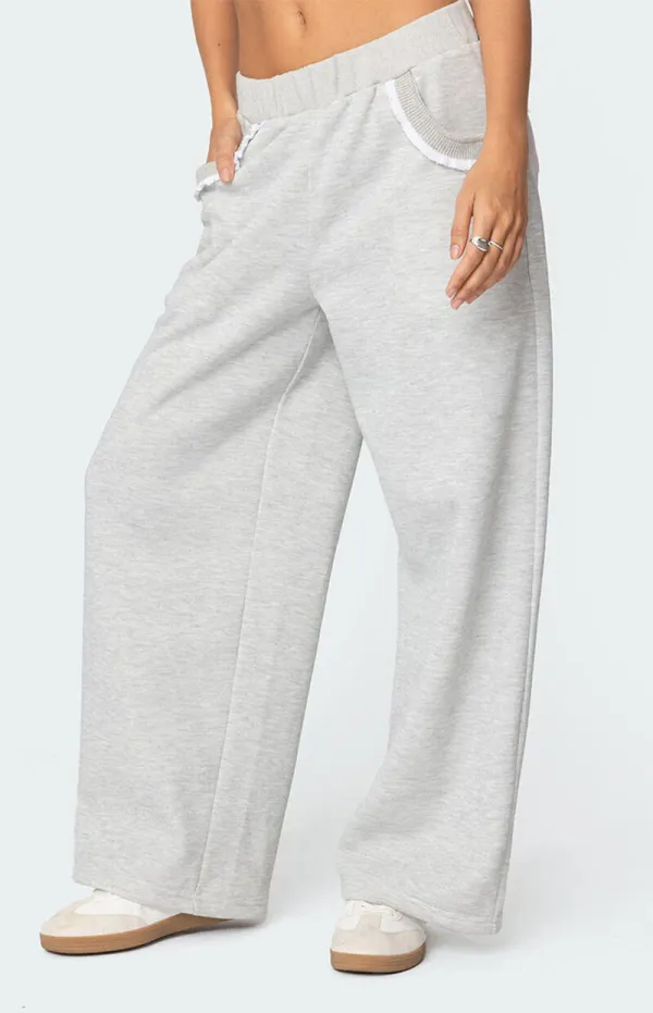 Edikted Ashtin Ruffle Trim Sweatpants