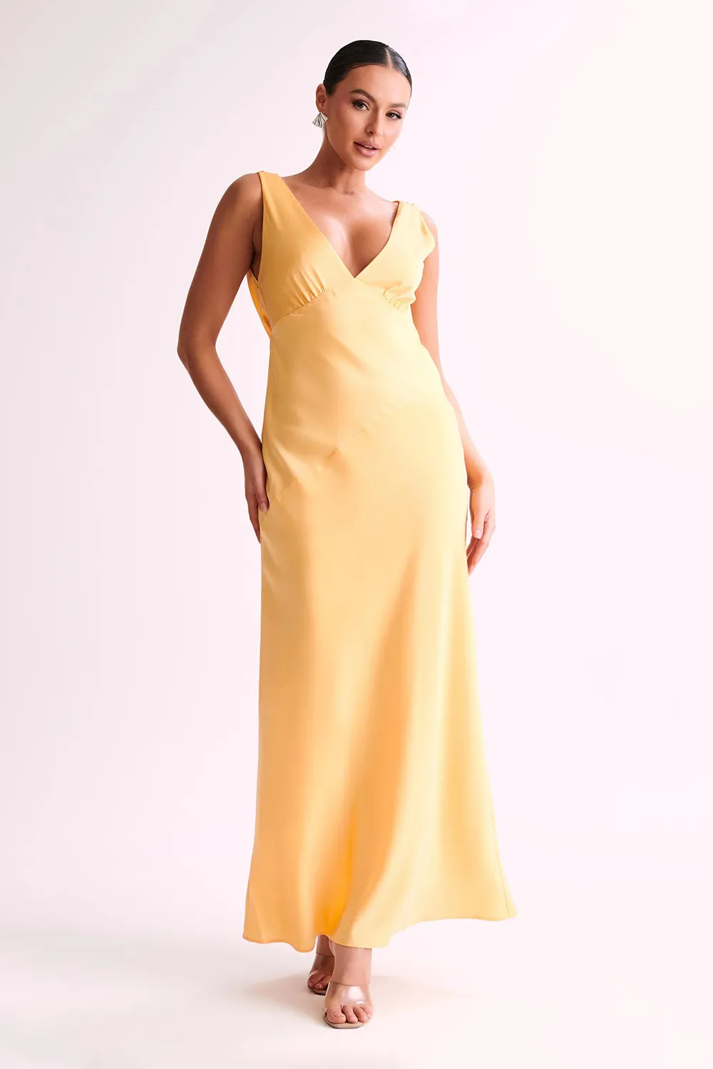 Maxi Satin Dress With Back Cowl - Emerald