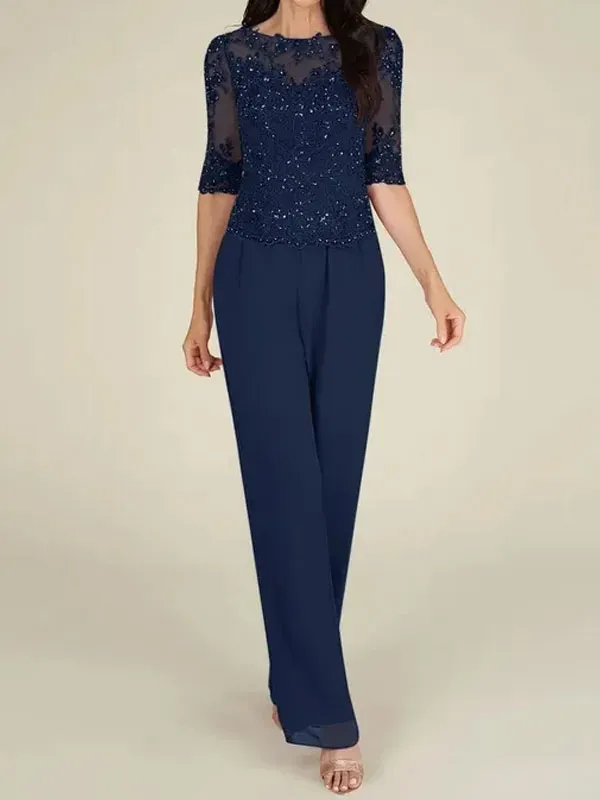 Lace sequin temperament wedding ladies chiffon sets