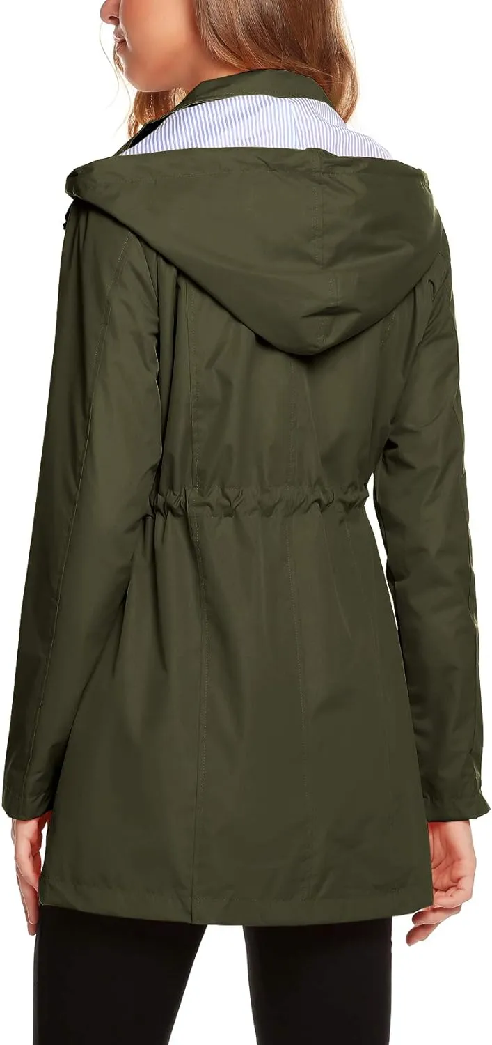 Womens Lightweight Hooded Waterproof Active Outdoor Rain Jacket S-XXL