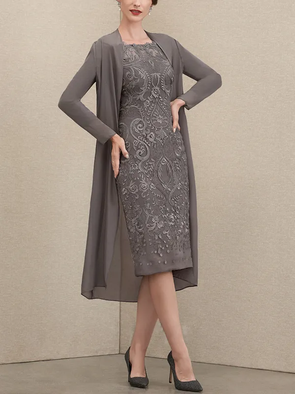 Off-Shoulder Lace Dress Chiffon Top Set