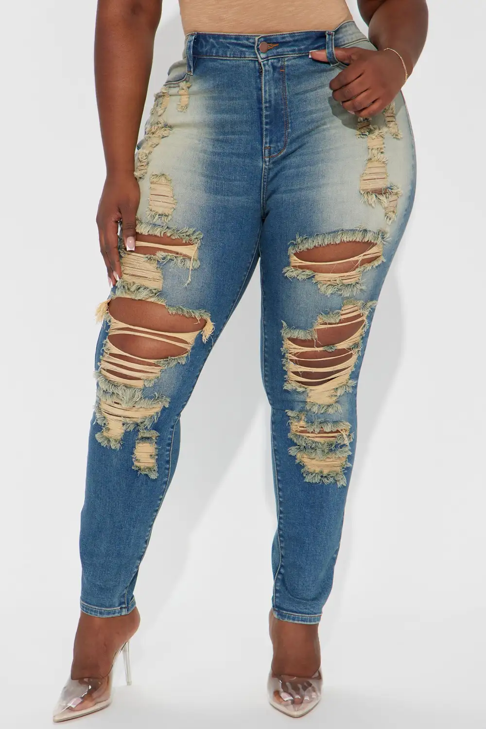 Wanna Know Tinted Stretch Skinny Jean - Medium Wash