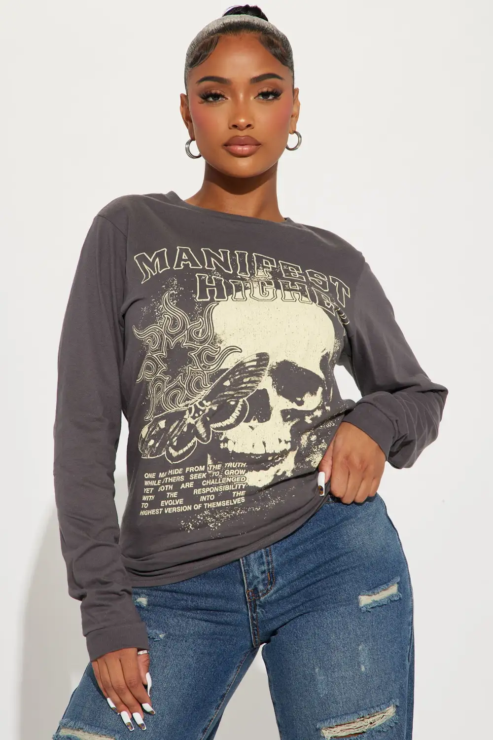 Manifest Higher Long Sleeve Tee - Charcoal