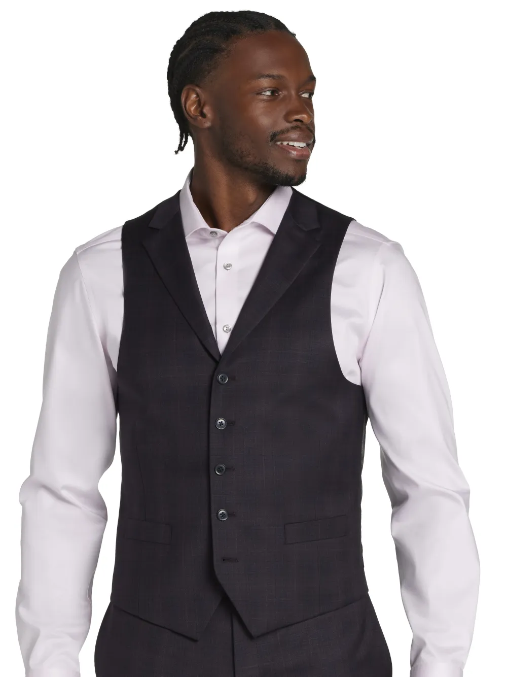 Michael Strahan Classic Fit Wool Blend Plaid Suit Vest