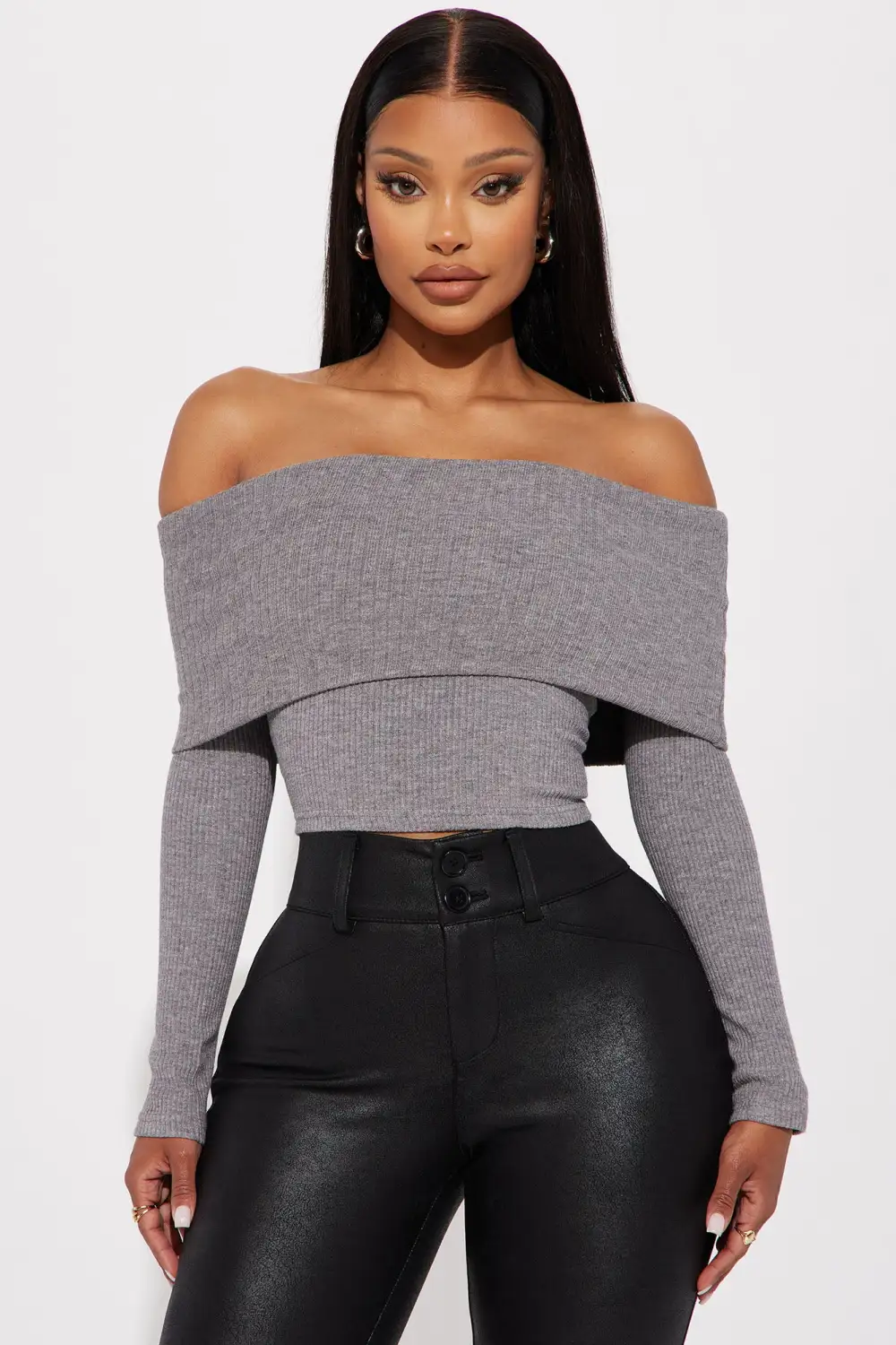 Sophia Heavy Rib Top - Grey