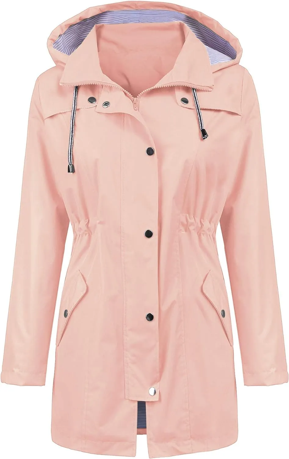 LOMON Raincoat Women Waterproof Long Hooded Trench Coats Lined Windbreaker Travel Jacket S-XXL