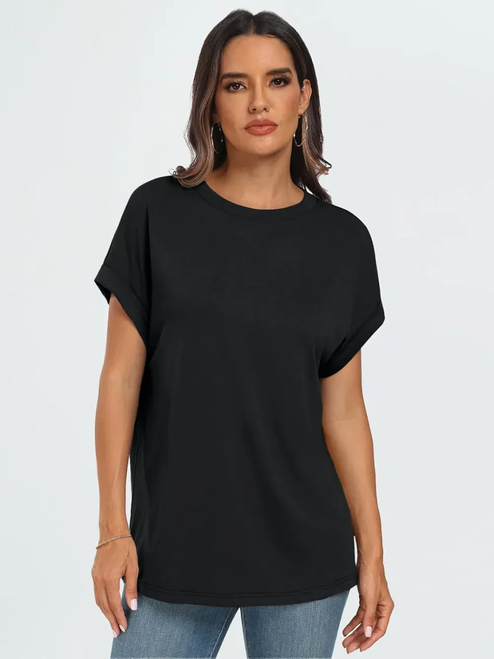 AUTOMET Women Tops Casual Basic T Shirts Loose Fit Crewneck Short Sleeve Summer Outfits