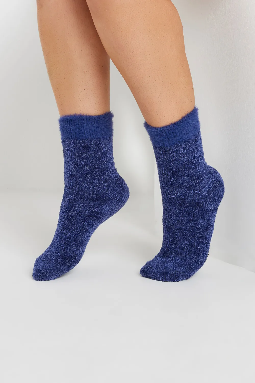 2 PACK Blue & Pink Velvet Chenille Ankle Socks