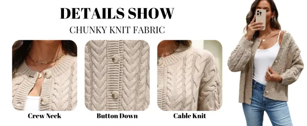 Casual Cable Knit Cardigan Sweaters for Women