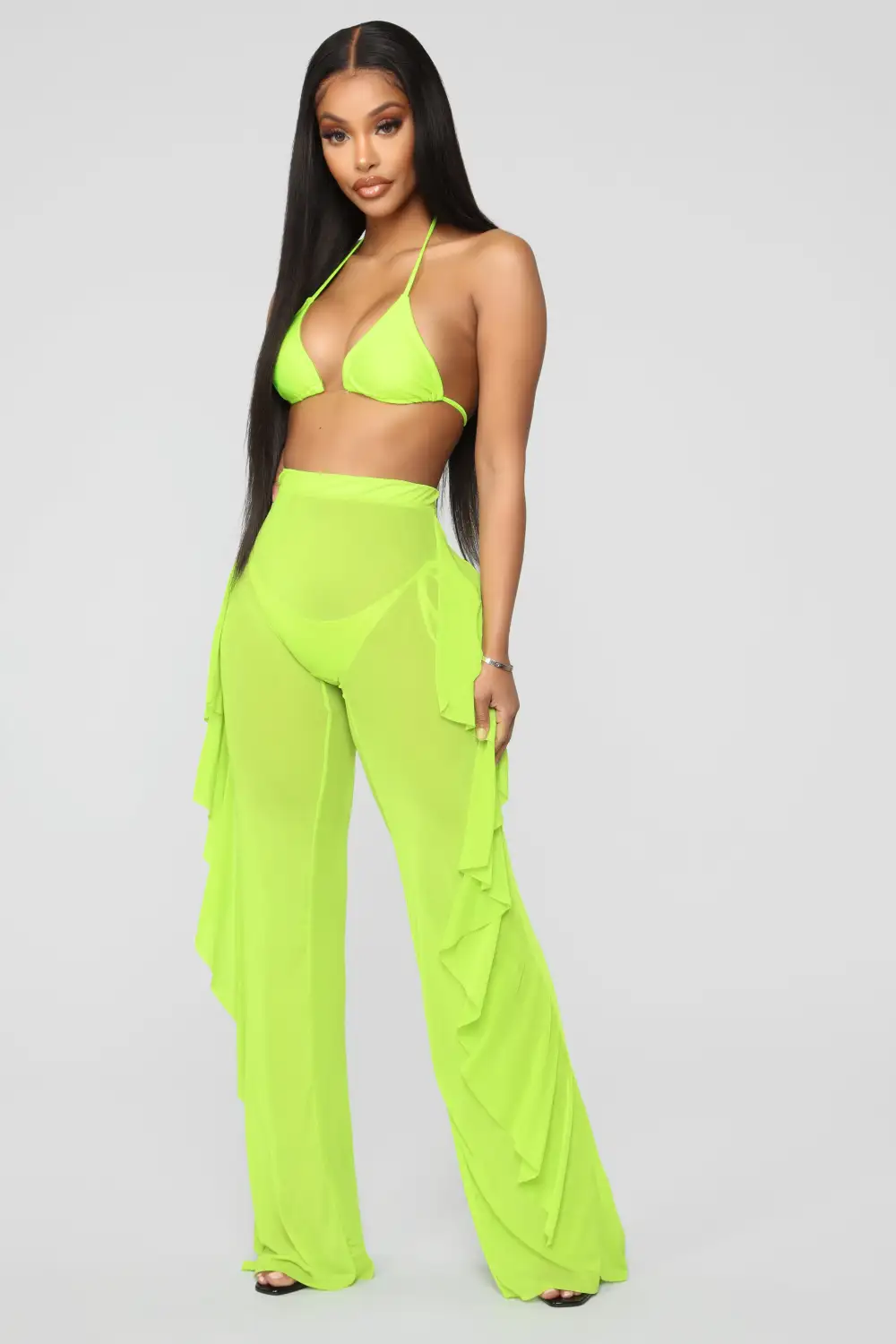 Sunshine See Through Cover Up Pant - Lime