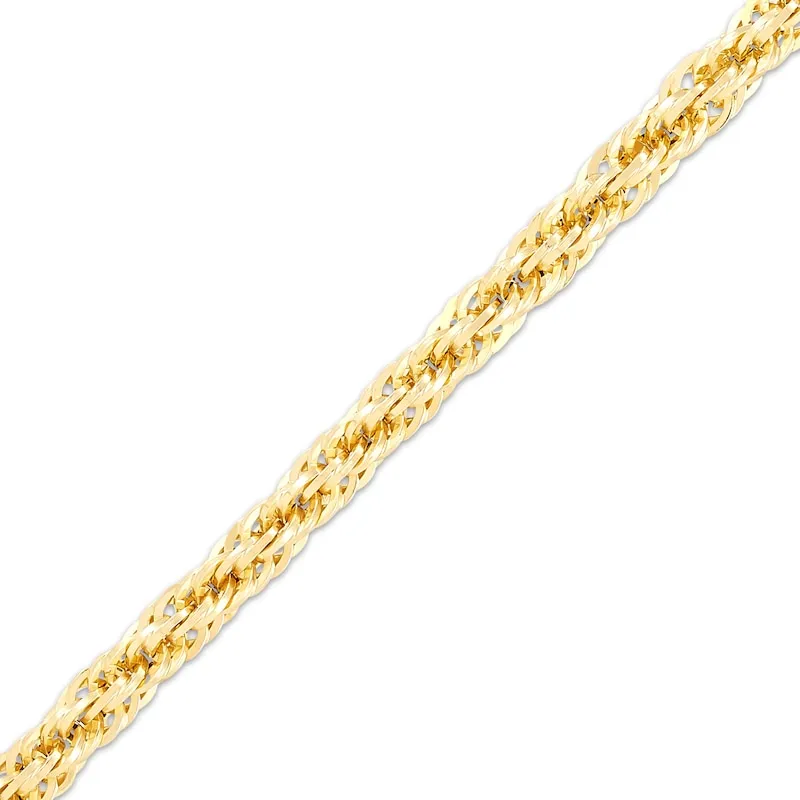 Hollow Rope Chain Bracelet 10K Yellow Gold 7.5