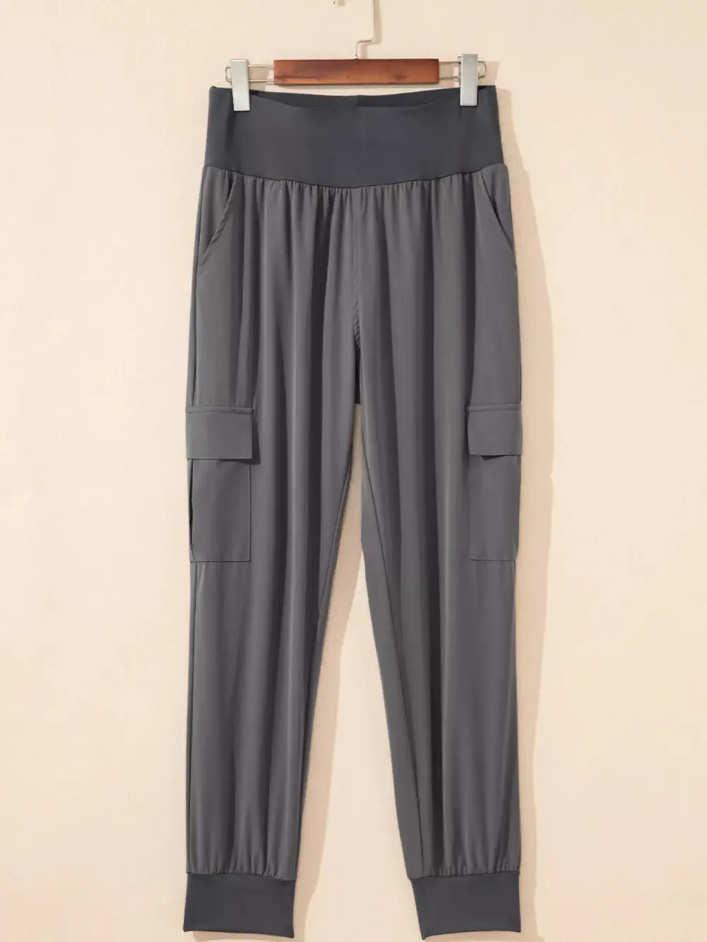 Elastic High Waist Pocketed Cargo Jogger Pants