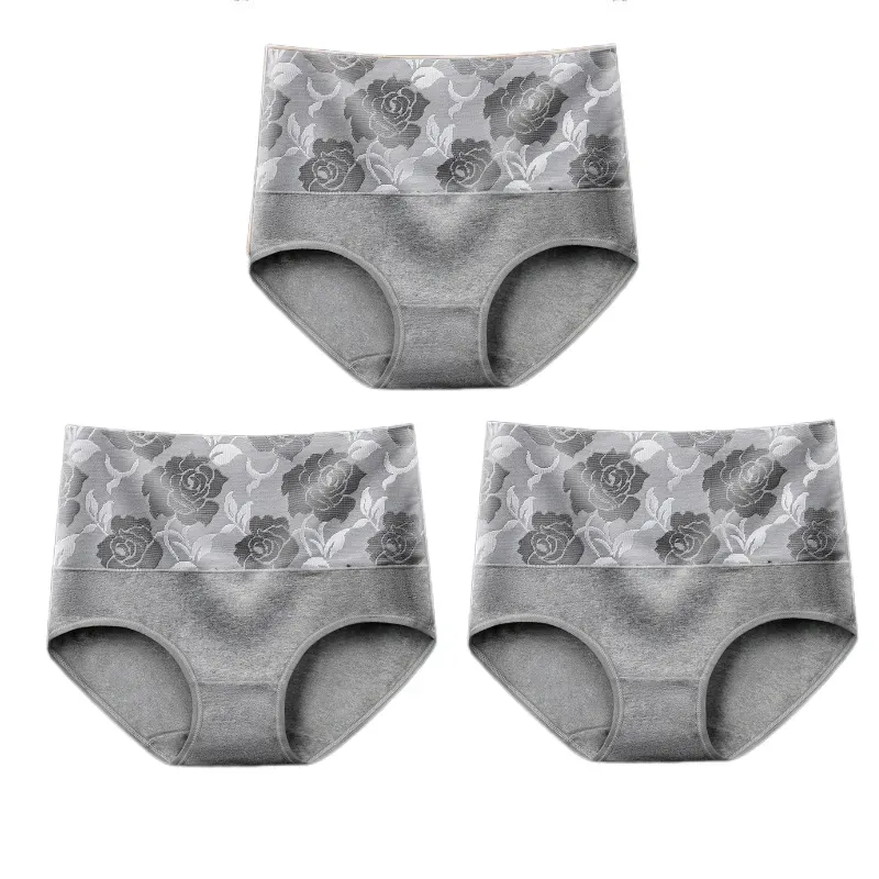 (🔥Last Day Promotion-SAVE 50% OFF) --Cotton High Waist Tummy Control Leak proof Panties Rose Jacquard Ladies Panty Multipack(3PCS/SET)-BUY 2 SETS GET 10% OFF & FREE SHIPPING