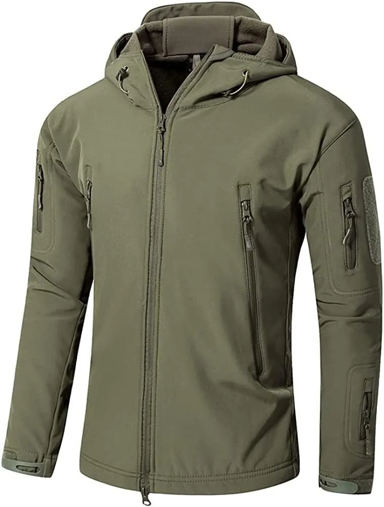 Men's Outdoor Waterproof Soft Shell Hooded Military Tactical Jacket
