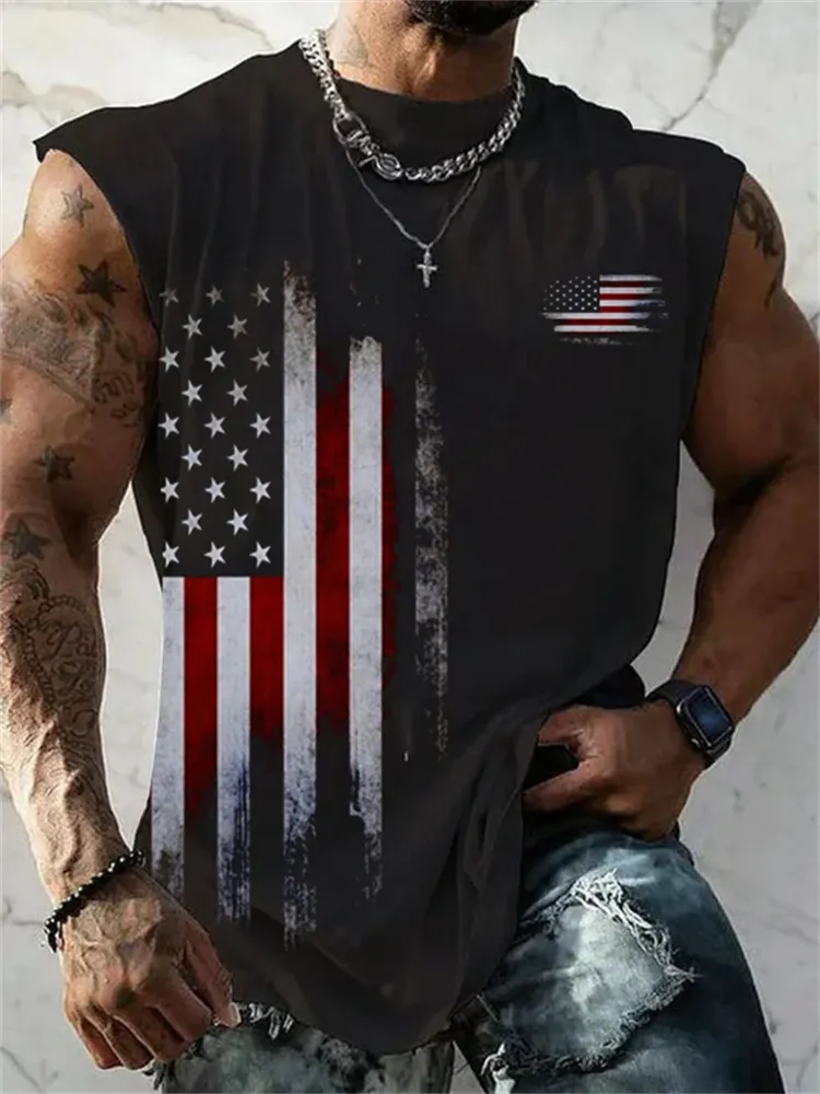 Men's Vintage Flag Print Tank Top