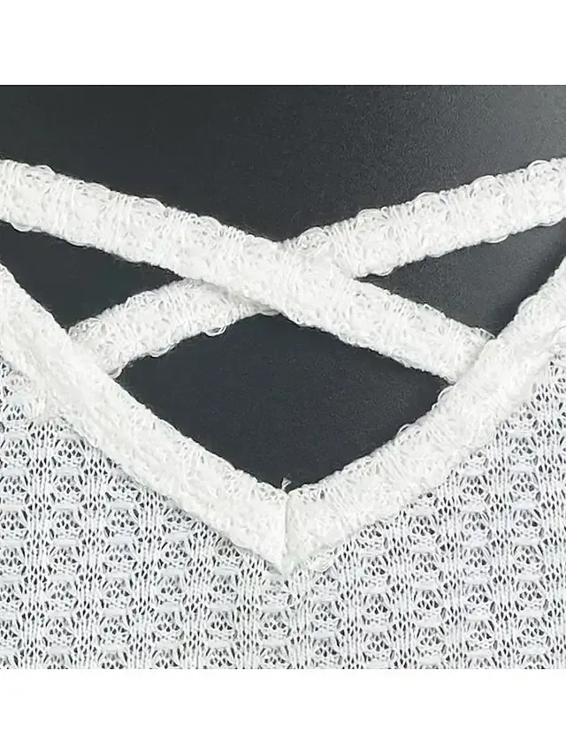 Women's Tank Top White Blue Plain Lace Sleeveless Casual Basic V Neck Regular S