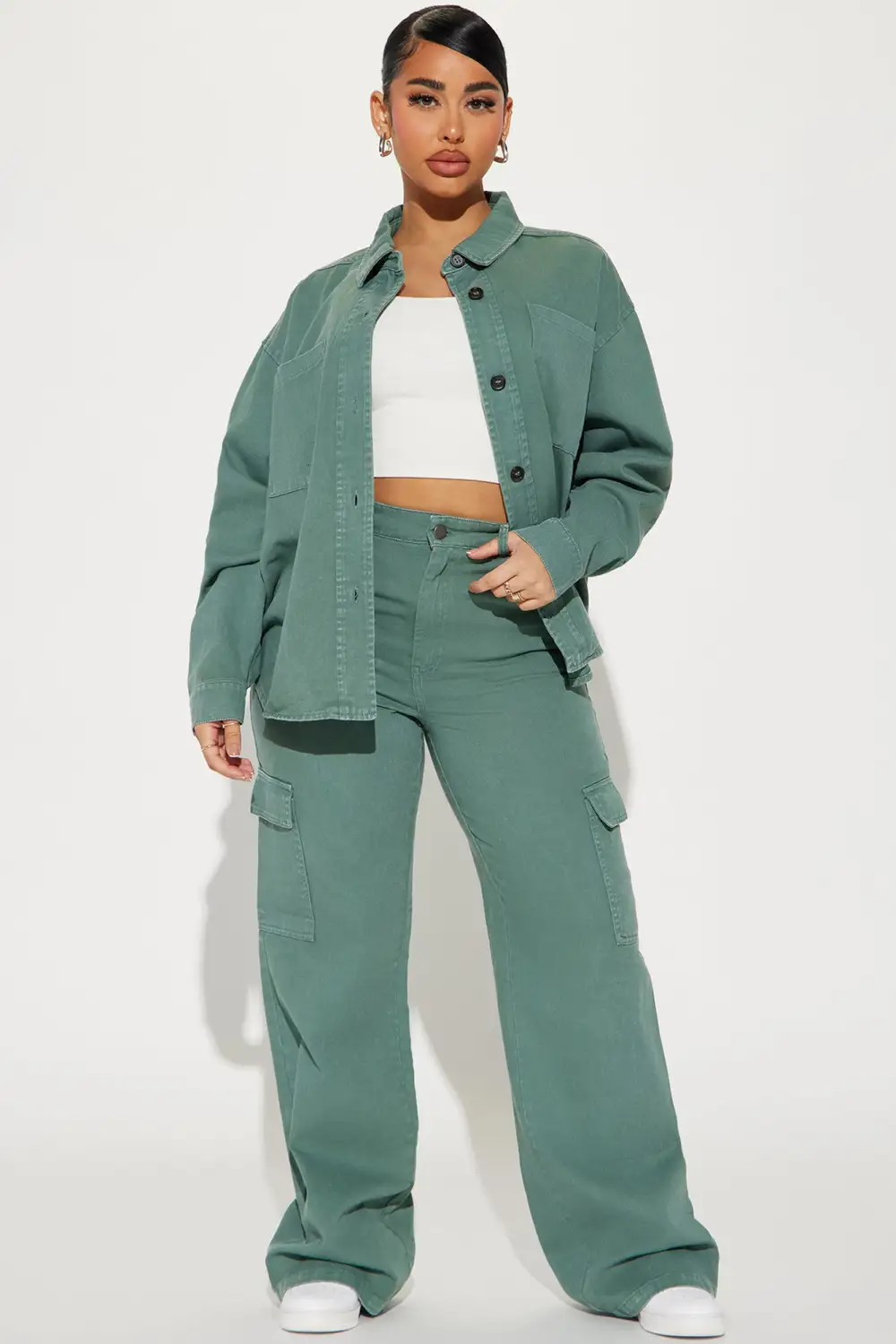 Hot Demand Denim Set - Green