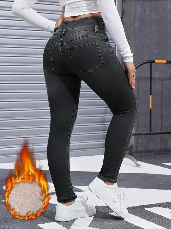 🔥Last Day 89% OFF🔥Women's High Elasticity Fleece Lined Thick Denim Jeans