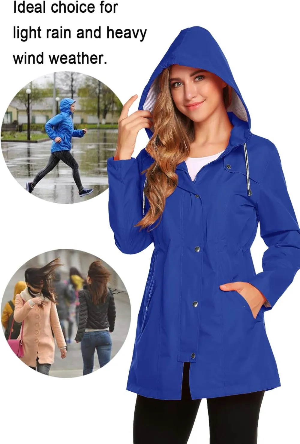 Womens Lightweight Hooded Waterproof Active Outdoor Rain Jacket S-XXL