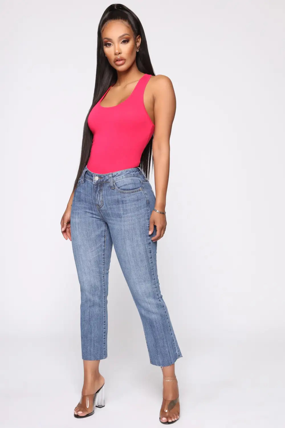 Davina Basic Tank Bodysuit - Fuchsia