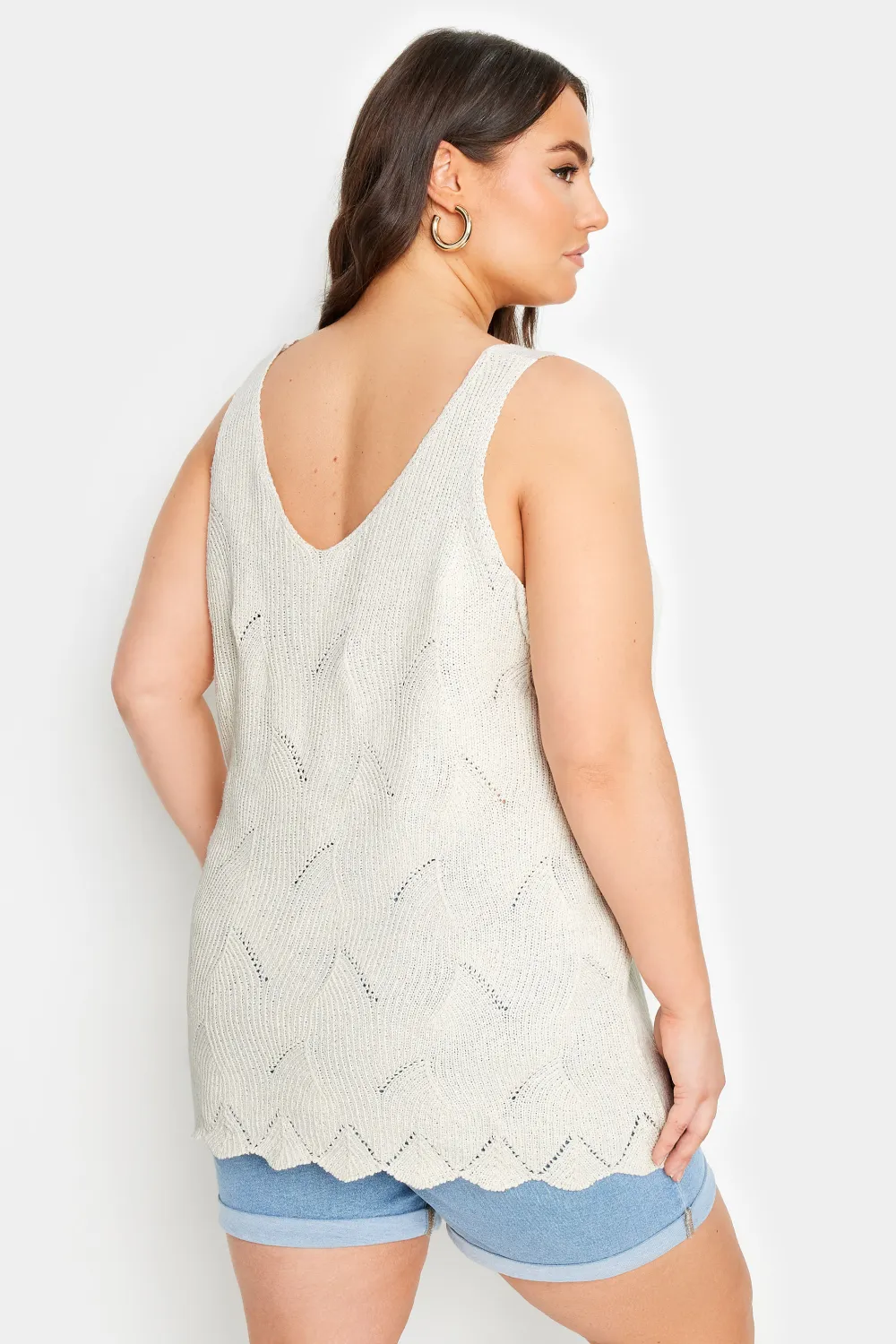 YOURS Curve Red Scallop Hem Knitted Vest Top