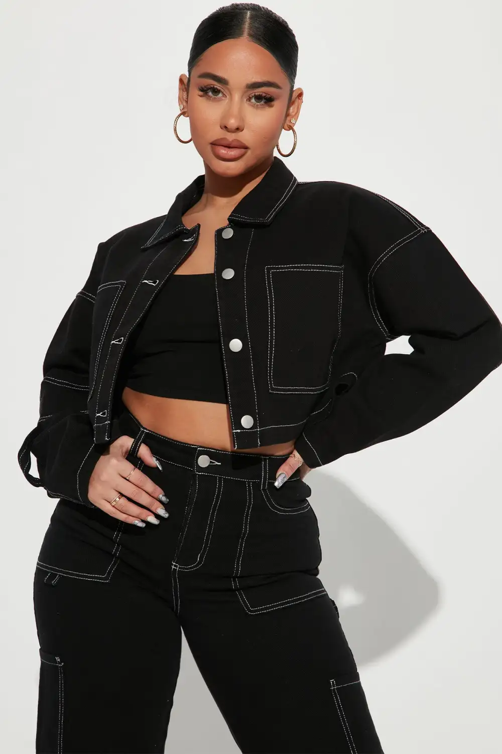 Take A Risk Denim Trucker Jacket - Black