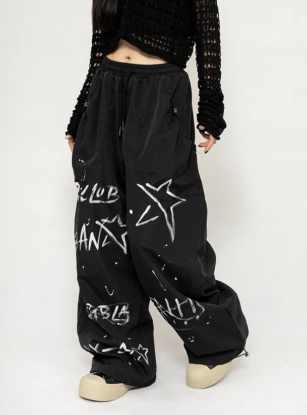Star Print Casual Relaxed Pants