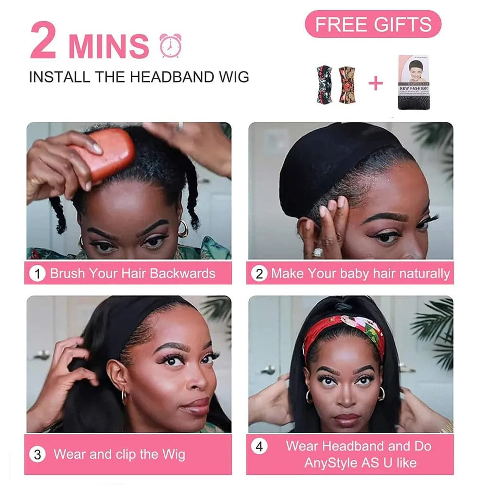 Headband Bob Wig Human Hair Straight Short Bob Wigs For Black Women Sterly Hair