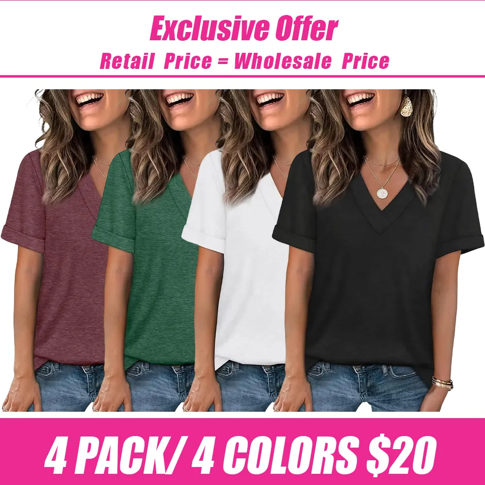 🛒 90% OFF NOW! Womens Summer Tops Short Sleeve Basic Casual V Neck T Shirts Trendy Fashion 2026