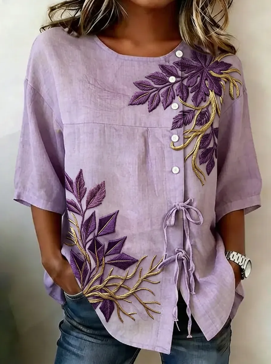 Women's Nashville Floral Embroidery Printed Top