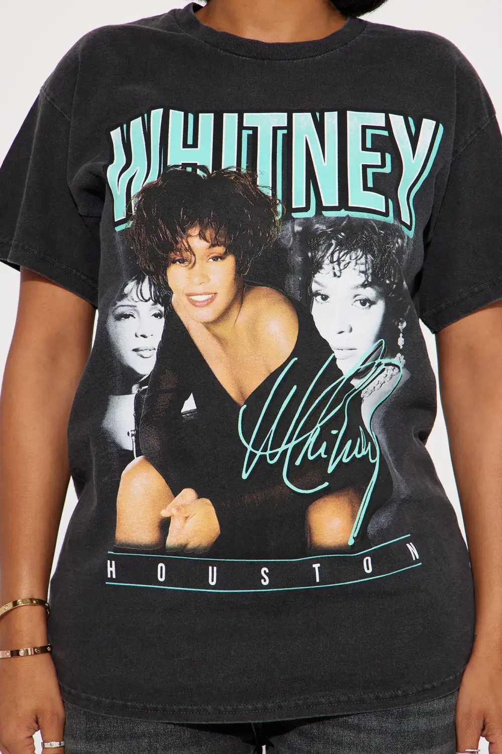 Whitney Houston Washed Tshirt - Black Wash