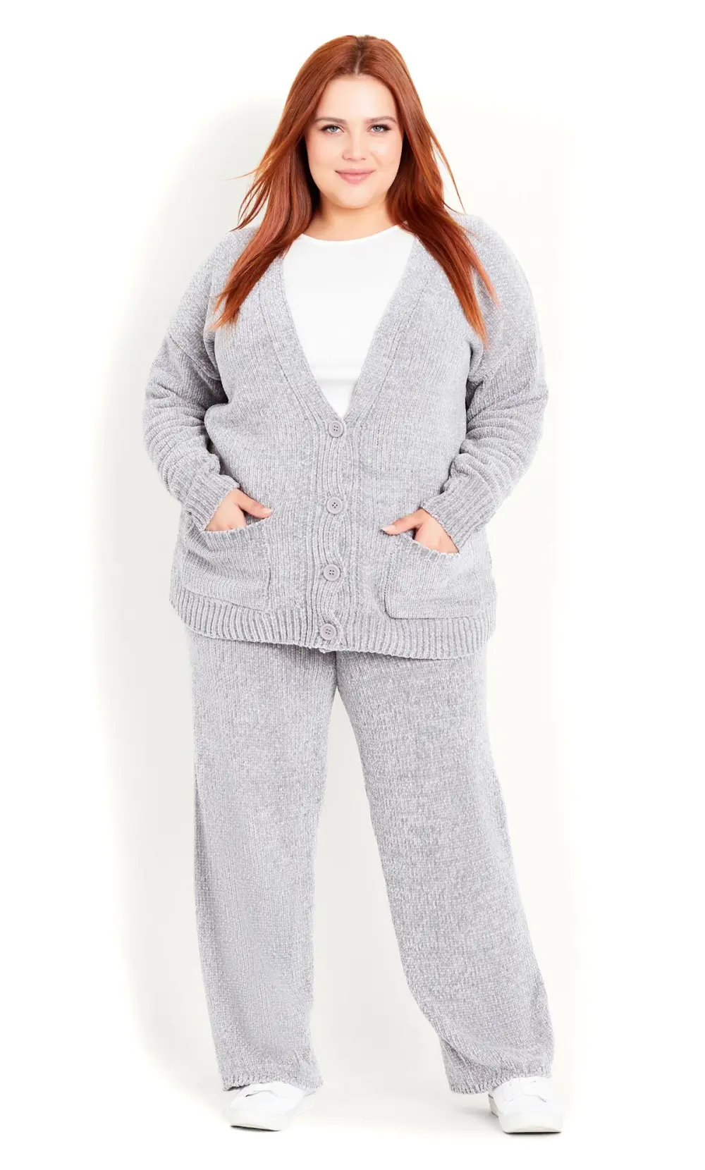Evans Grey Chenille Cardigan