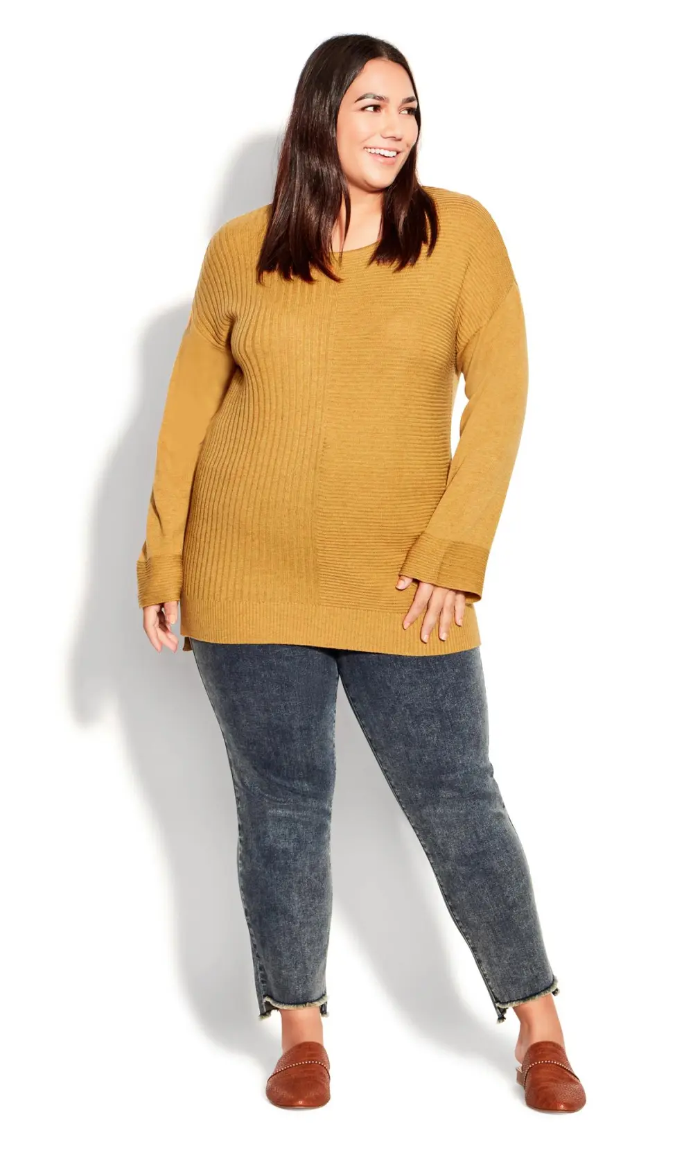 Evans Yellow Contrast Stitch Knitted Jumper