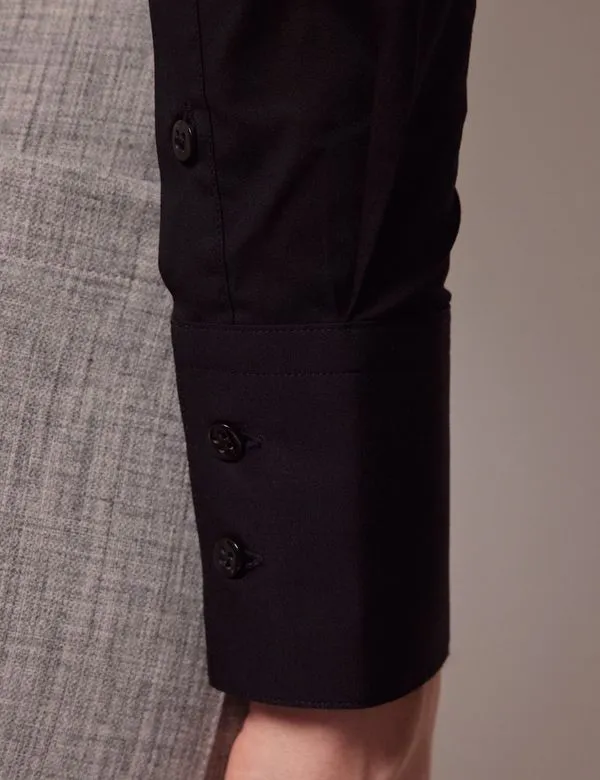 Cotton Stretch Fitted Shirt With Concealed Placket