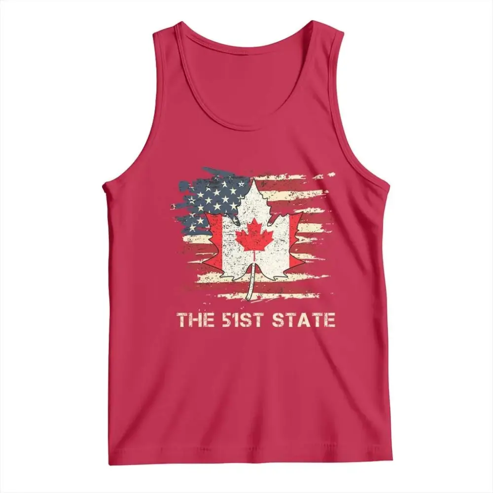 Canada The 51st State Tank Top Canadian Maple American Flag TS09