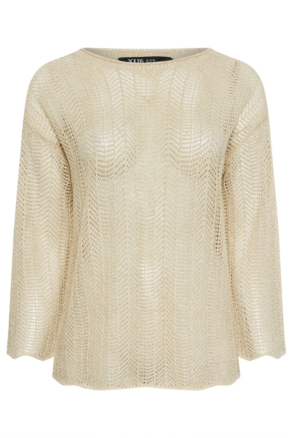 YOURS Curve Black Metallic Crochet Jumper