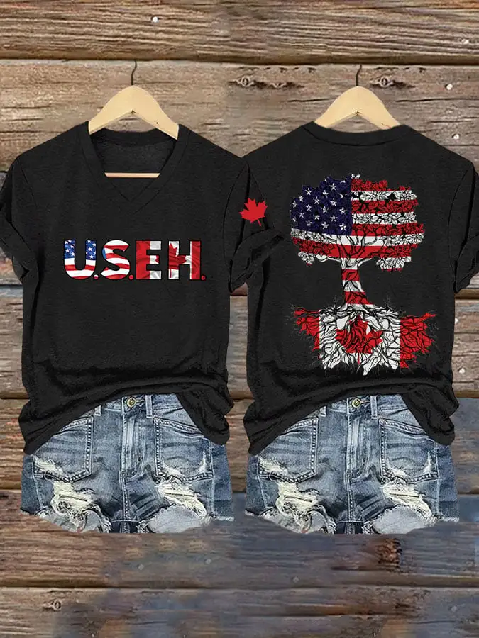 Women'S Retro USEH Print T-Shirt