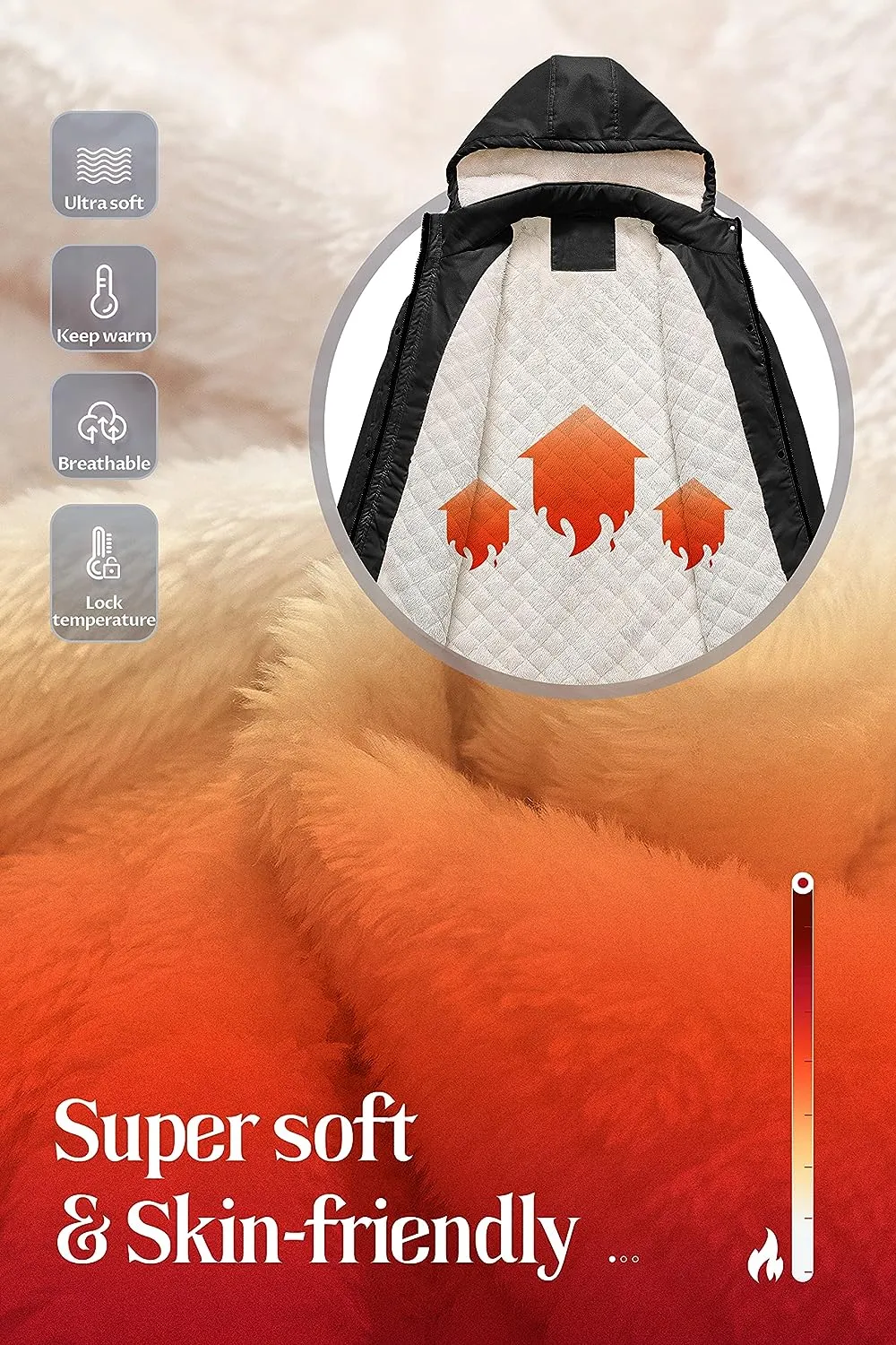 Women's Mid-Length Parka Winter Outerwear Jacket Soft Fleece Warm Snow Coat