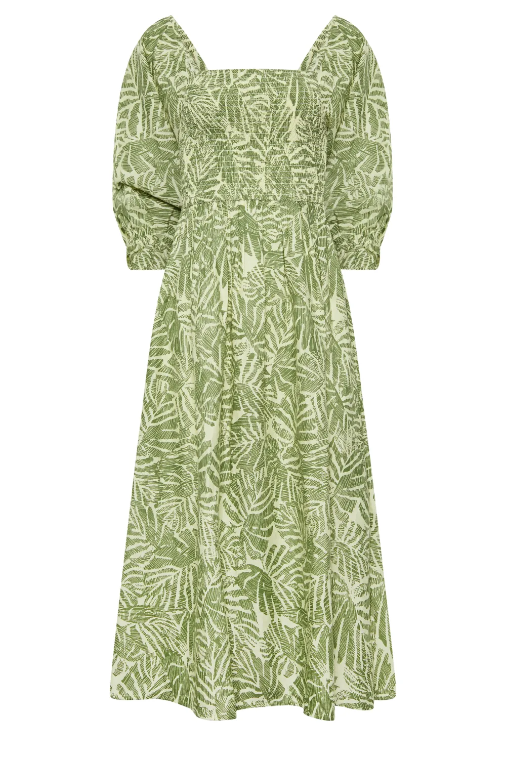 LTS Tall Green Palm Leaf Print Midaxi Dress