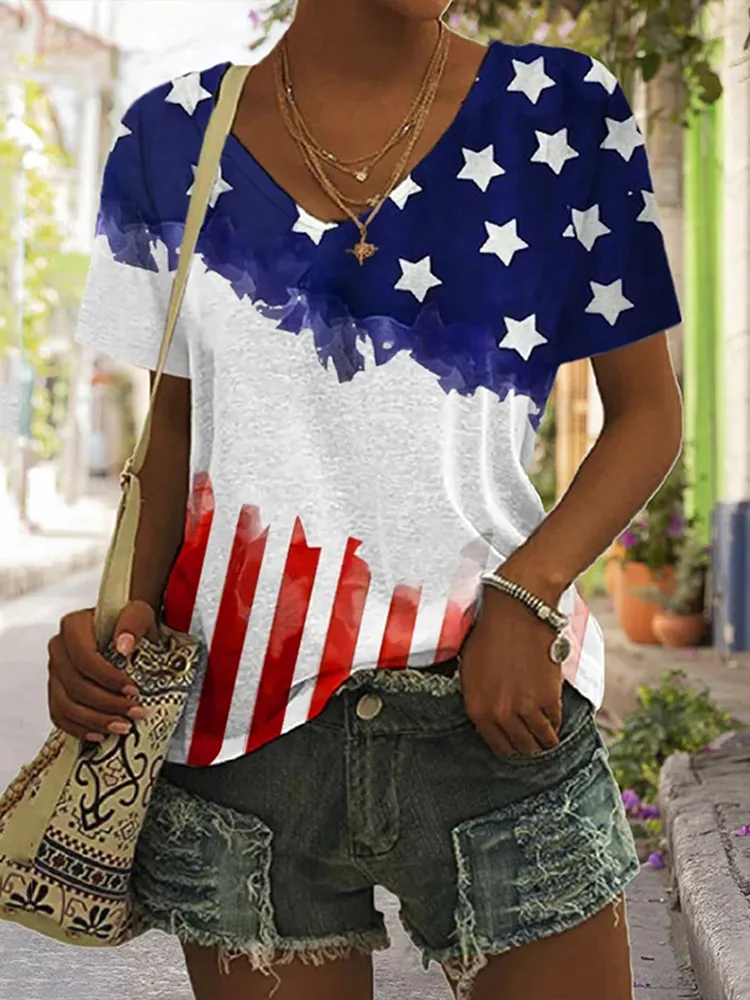 Women's Independence Day Printed Casual T-Shirt