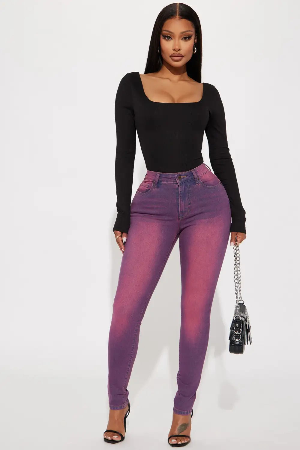 Hampton Tinted High Stretch Skinny Jeans - Fuchsia
